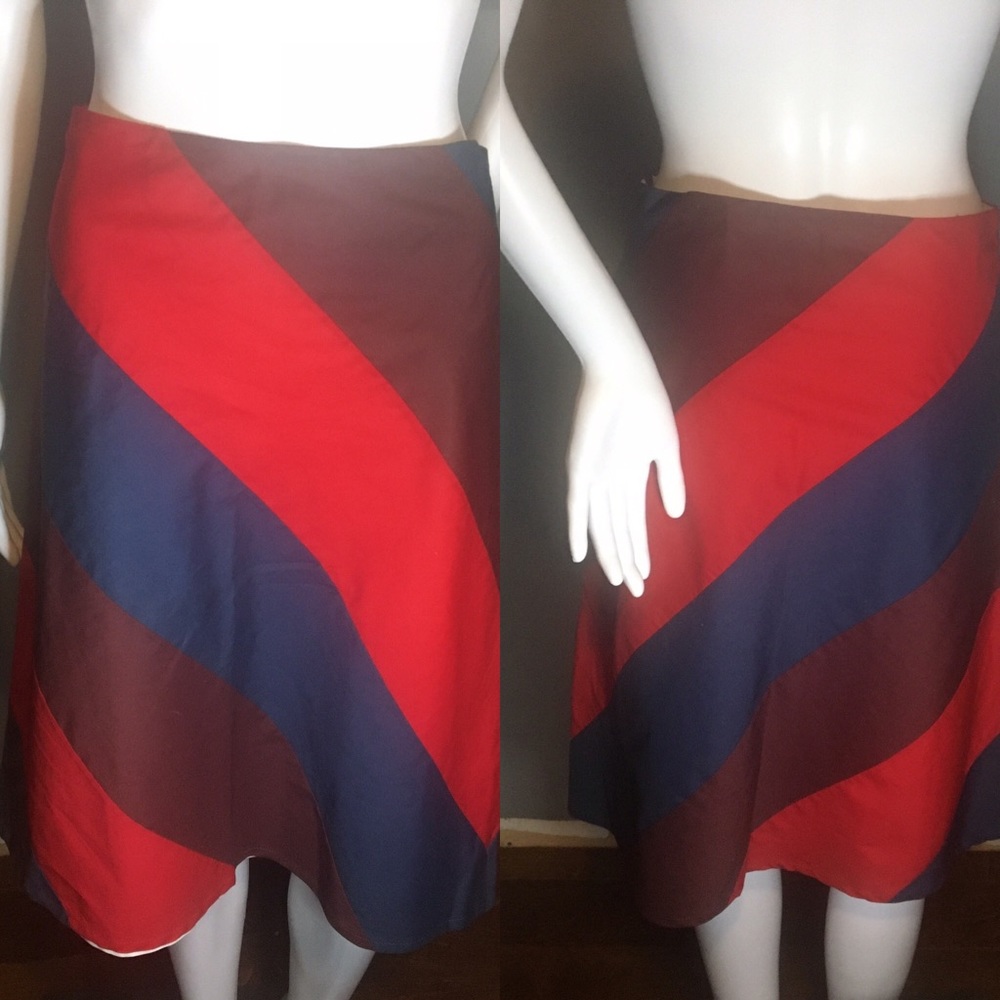 Anthropologie  Color Block A-Line Midi Skirt Size 8